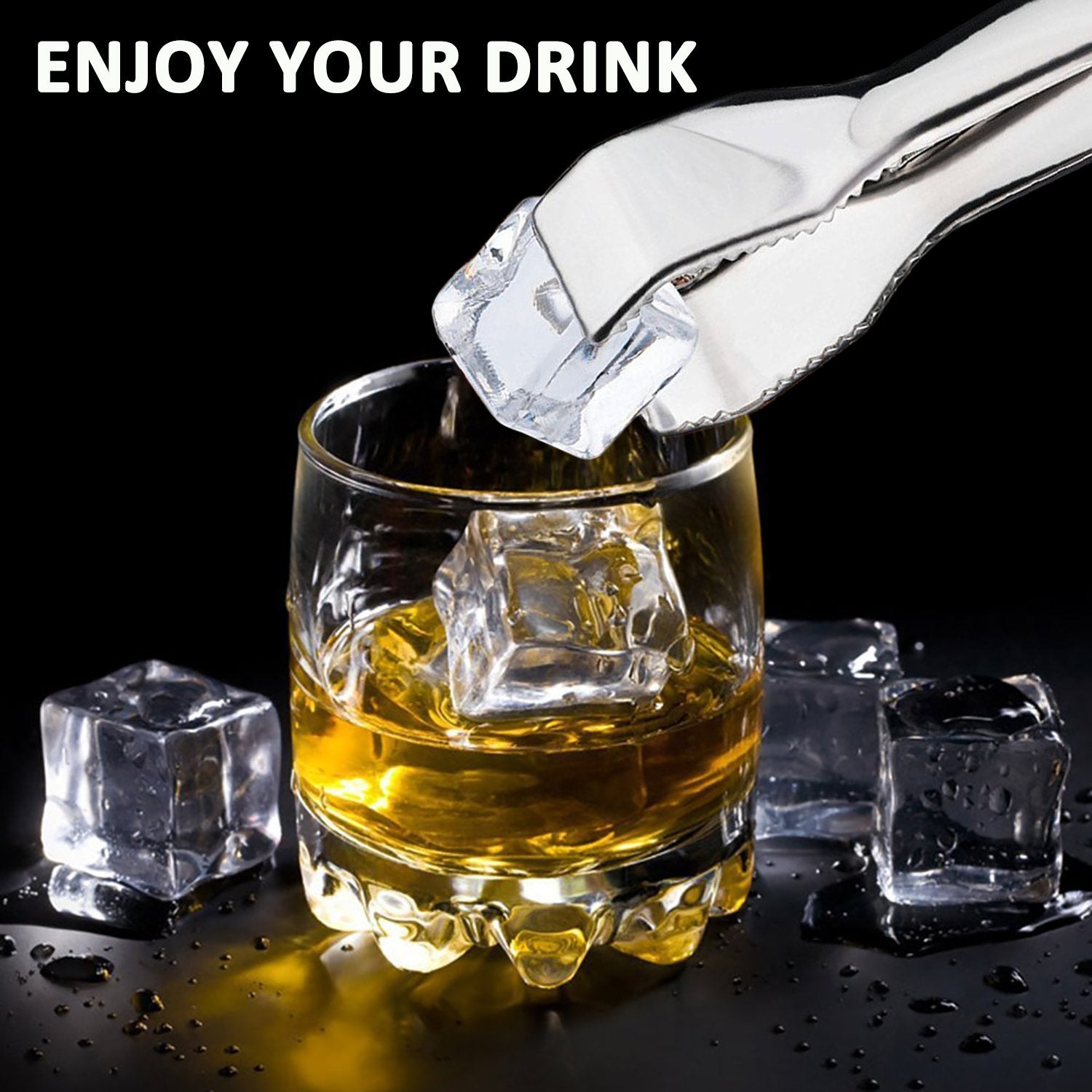 Hinmay Ice Tongs For Ice Bucket 6-3/4 Inch - Premium 18/8 Stainless Steel Ice Tongs With Teeth For Ice Sugar Cubes Tea Party Cof